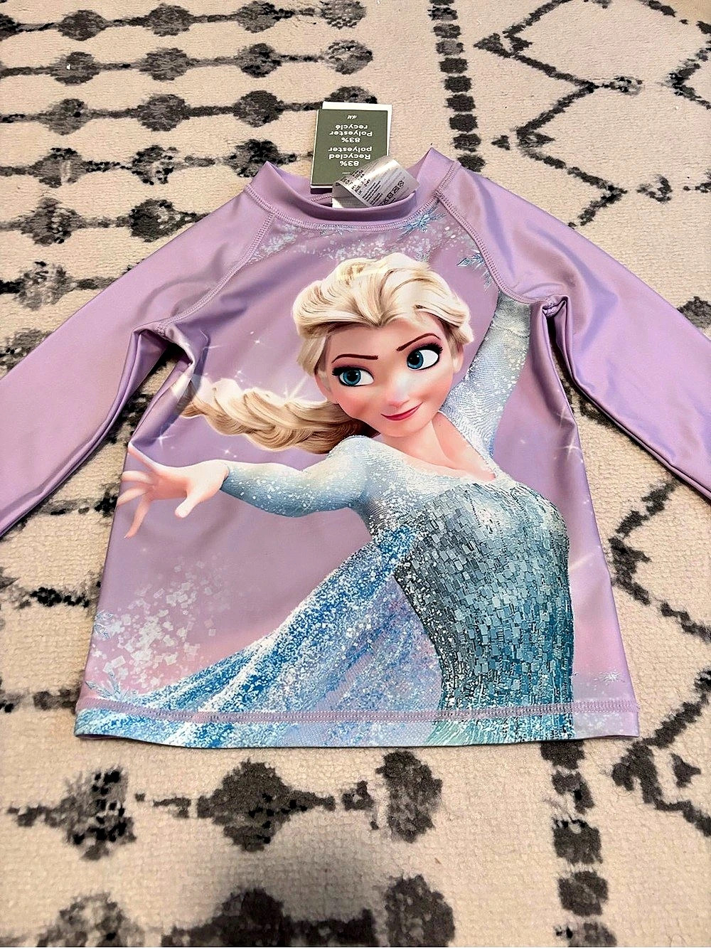 NWT H&M Disney Frozen Elsa Rashguard Shirt - size 3/4T